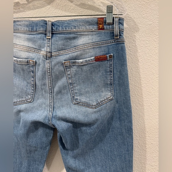 7 For All Mankind Roxanne Ankle Light Gallery Row 3 Raw Hem Blue Jeans Size 28 - Picture 10 of 15